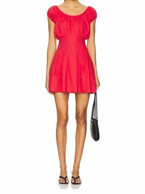More to Come (Revolve) Red Puff-Sleeve Mini Dress - Large